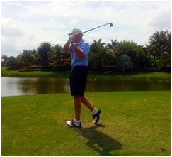 Man golfing in Lutz, FL